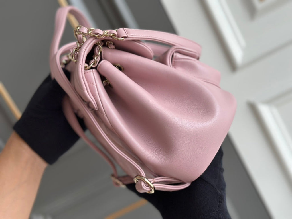 PETIT SAC À DOS 18 PEAU D'AGNEAU ROSE CLAIR