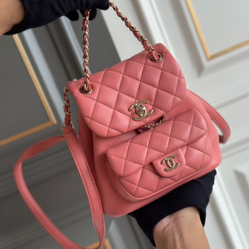 PETIT SAC À DOS 18 PEAU D'AGNEAU ROSE