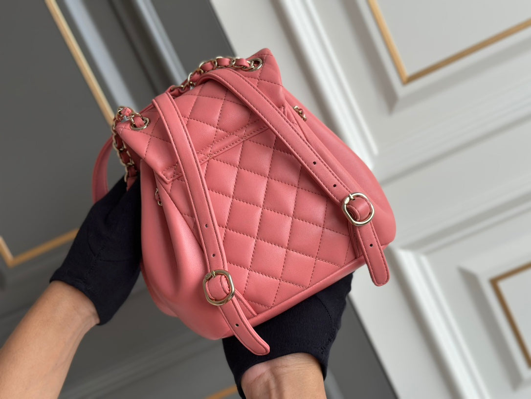 PETIT SAC À DOS 18 PEAU D'AGNEAU ROSE
