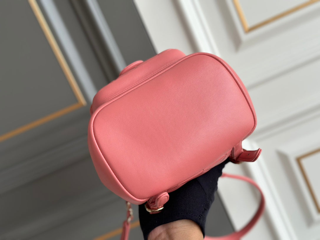 PETIT SAC À DOS 18 PEAU D'AGNEAU ROSE