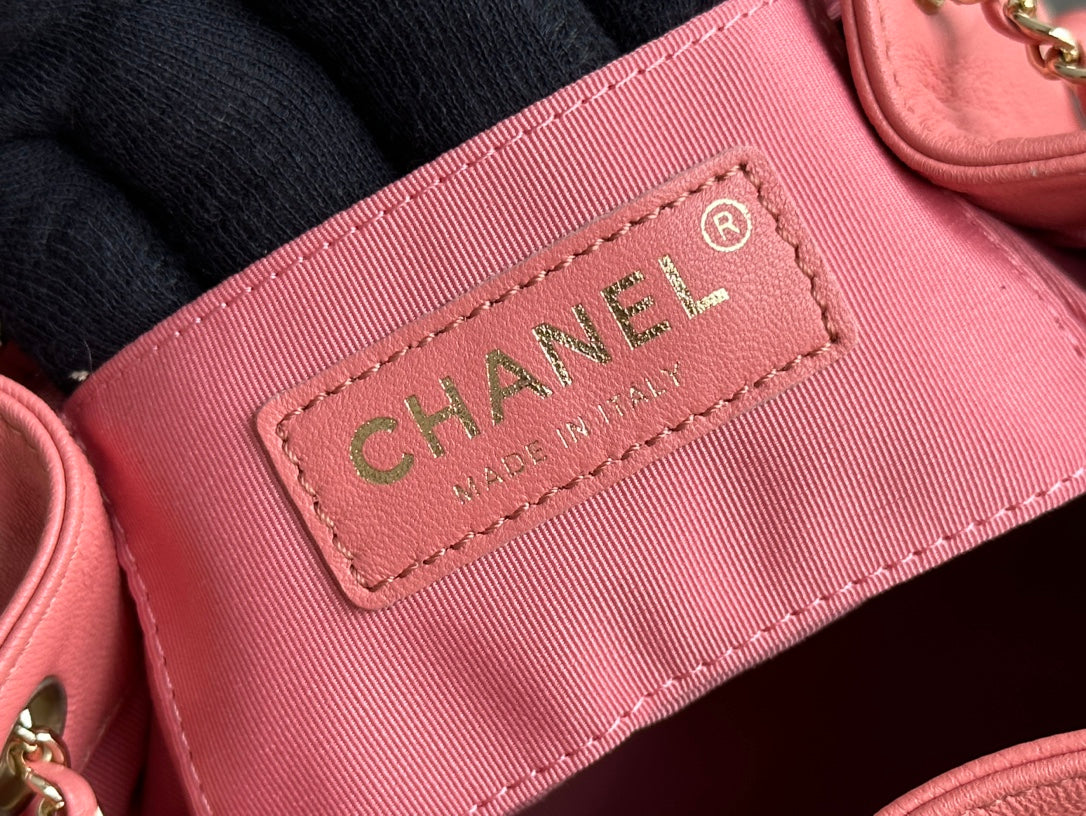 PETIT SAC À DOS 18 PEAU D'AGNEAU ROSE