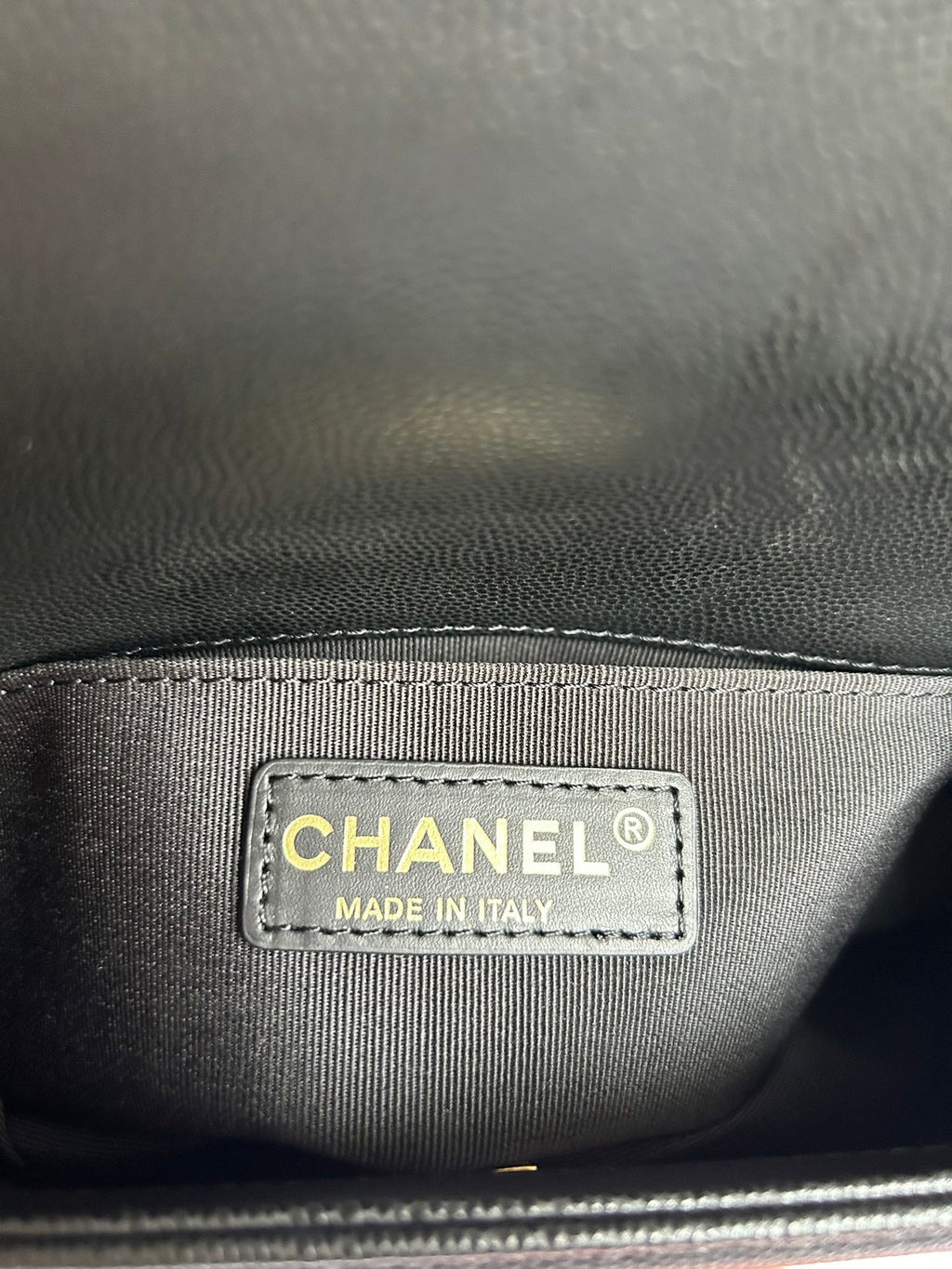SAC GARÇON PETIT 20 NOIR CHEVRON CAVIAR QUINCAILLERIE OR