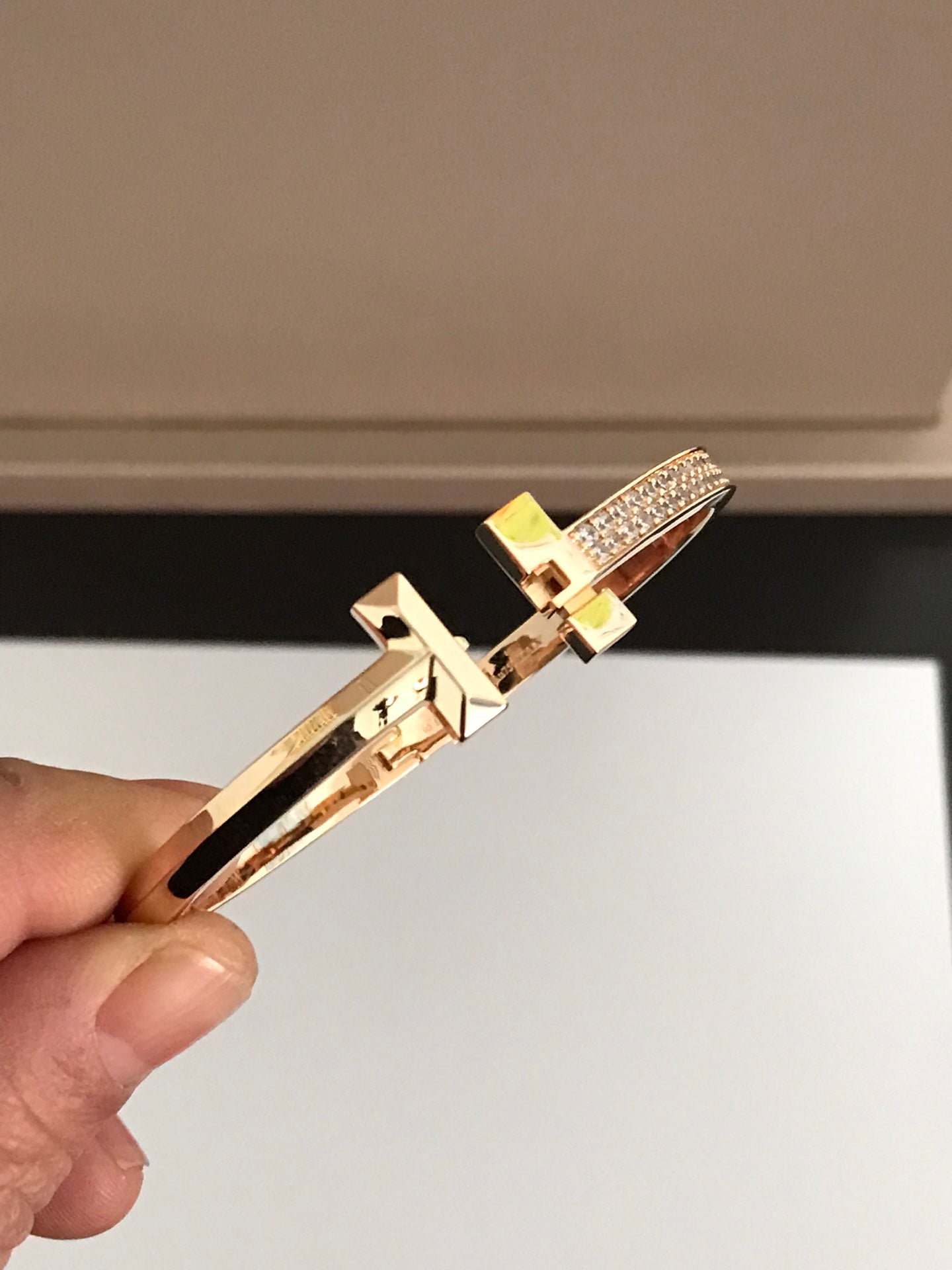 T1 WIDE DIAMOND HINGED BANGLE ROSE GOLD
