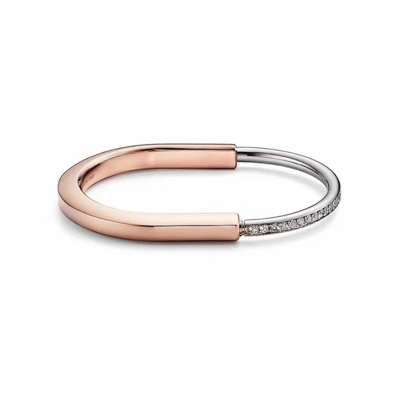 LOCK ROSE GOLD SILVER DIAMOND BRACELET