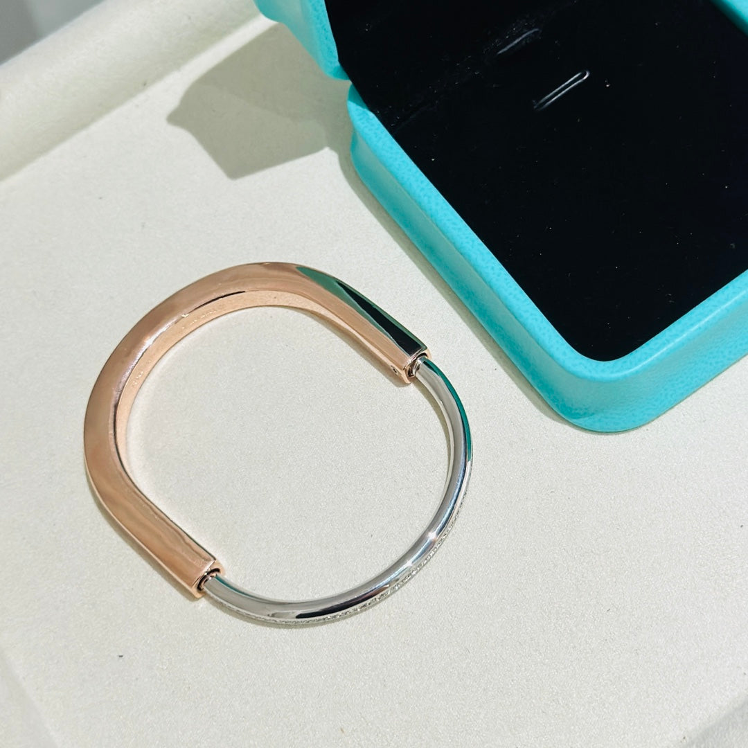 LOCK ROSE GOLD SILVER DIAMOND BRACELET