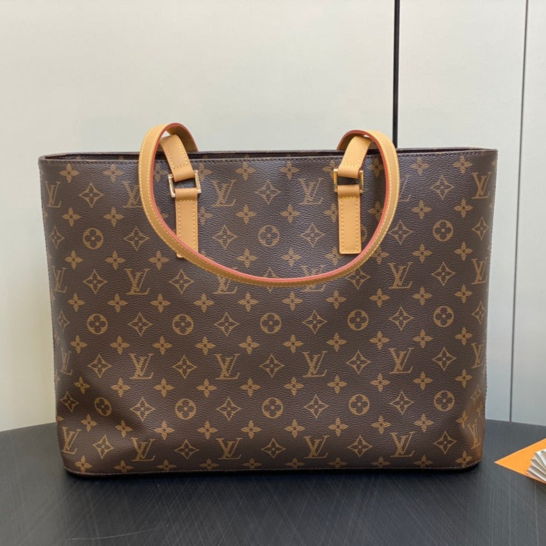 SAC CABAS LUCO 40 MONOGRAMME CUIR MARRON