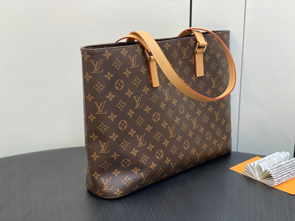 SAC CABAS LUCO 40 MONOGRAMME CUIR MARRON