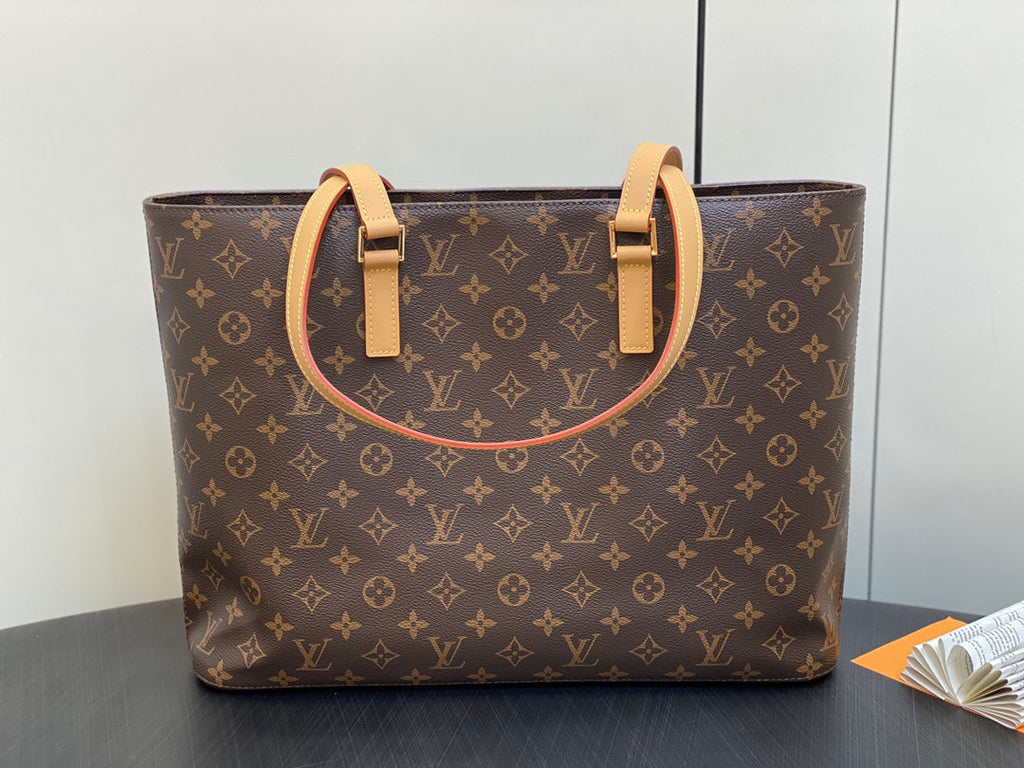 SAC CABAS LUCO 40 MONOGRAMME CUIR MARRON