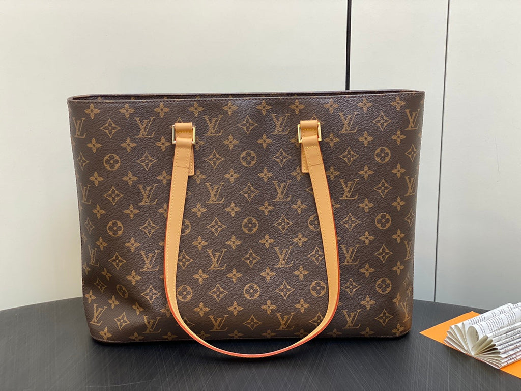 SAC CABAS LUCO 40 MONOGRAMME CUIR MARRON