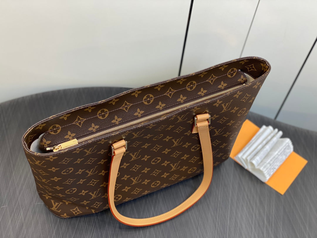 SAC CABAS LUCO 40 MONOGRAMME CUIR MARRON