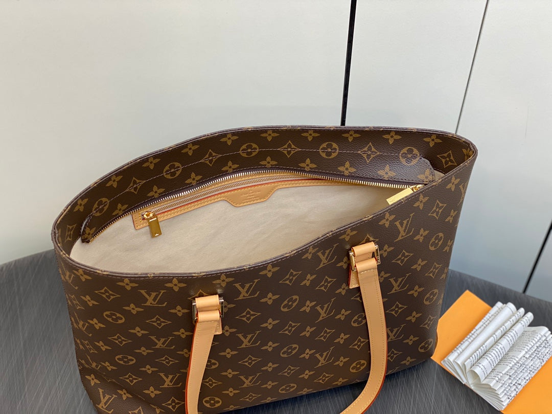 SAC CABAS LUCO 40 MONOGRAMME CUIR MARRON