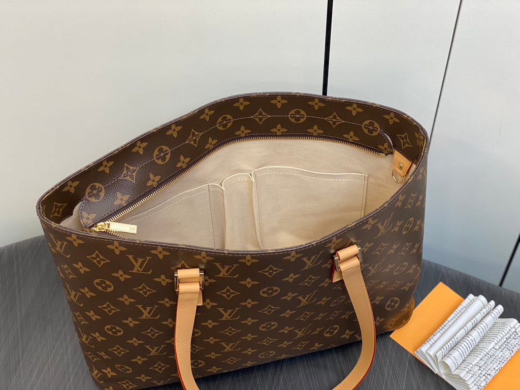 SAC CABAS LUCO 40 MONOGRAMME CUIR MARRON