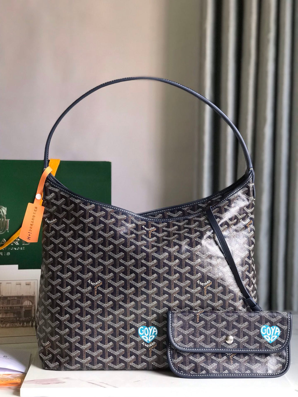SAC HOBO BOHEME 42CM TOILE BLEU MARINE