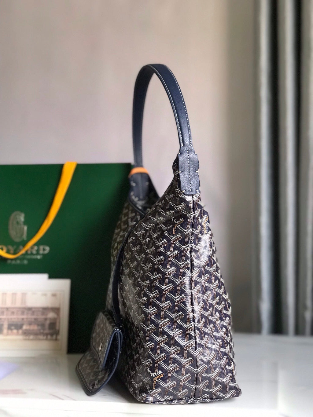 SAC HOBO BOHEME 42CM TOILE BLEU MARINE
