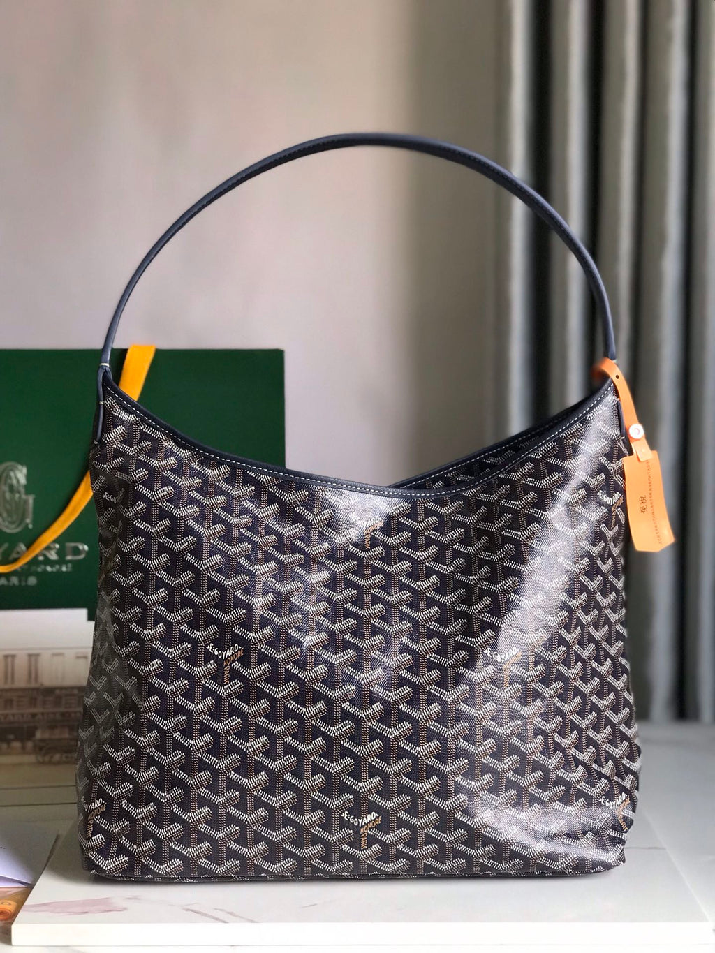 SAC HOBO BOHEME 42CM TOILE BLEU MARINE