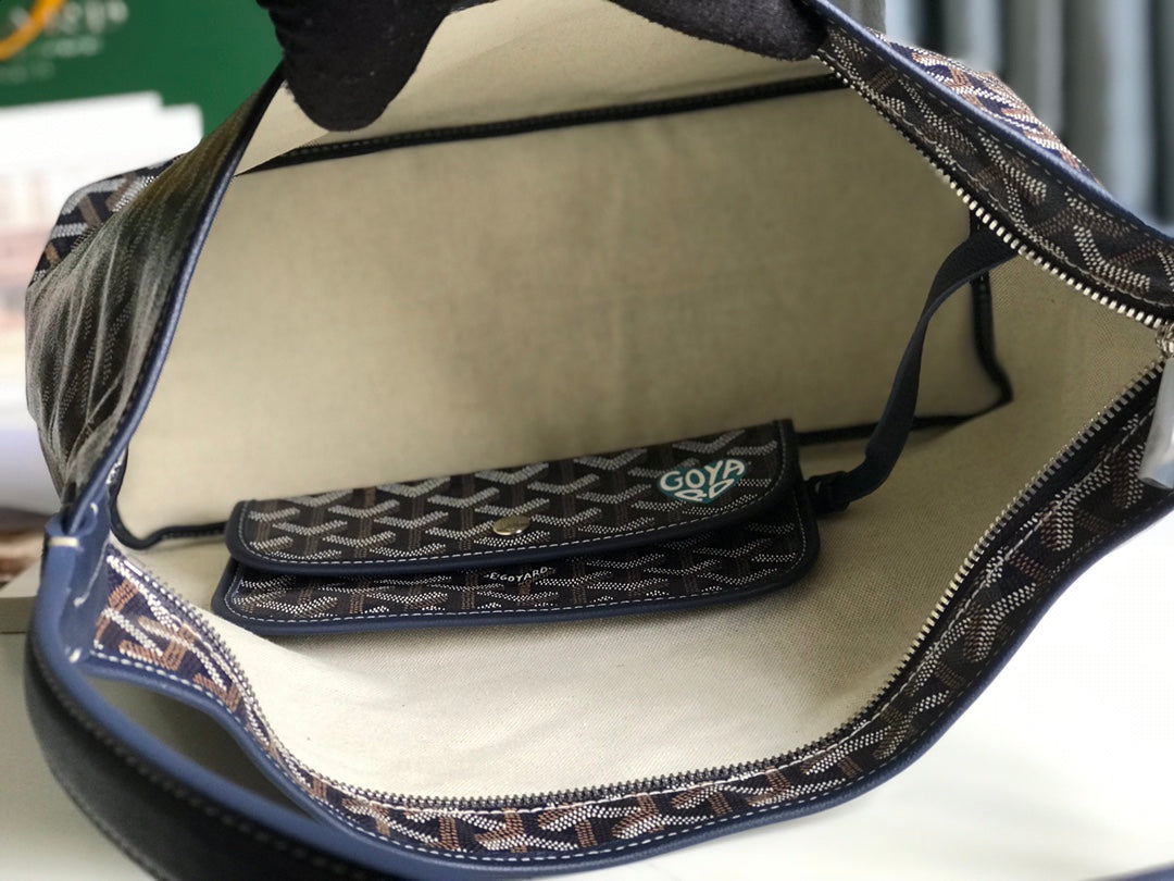 SAC HOBO BOHEME 42CM TOILE BLEU MARINE