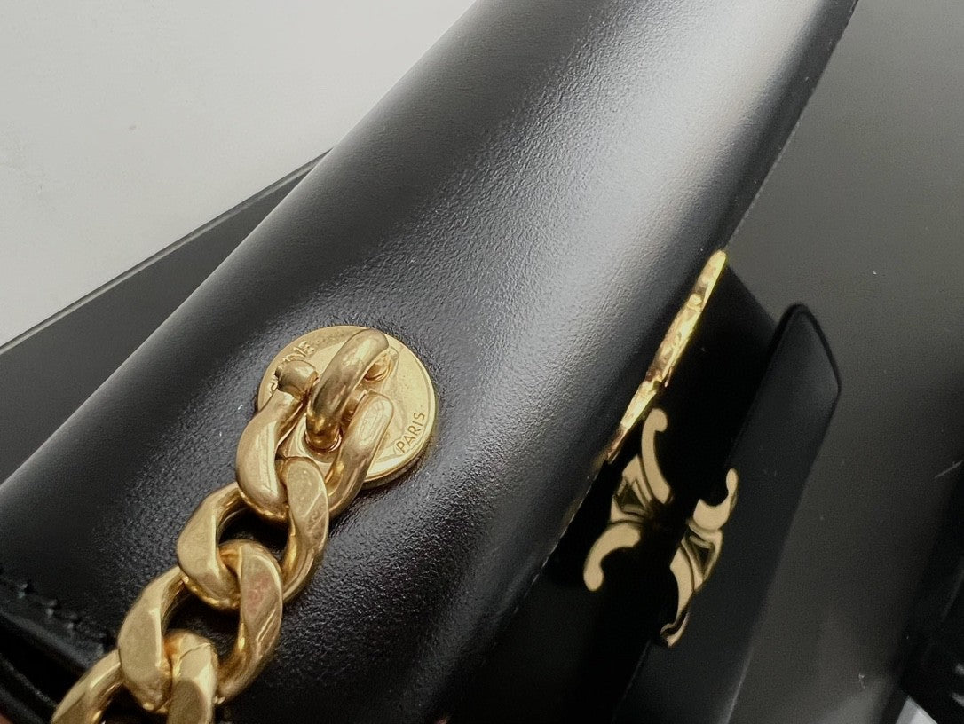 CLASSIC TRIOMPHE 20 CUIR DE VEAU NOIR ACIER DORÉ