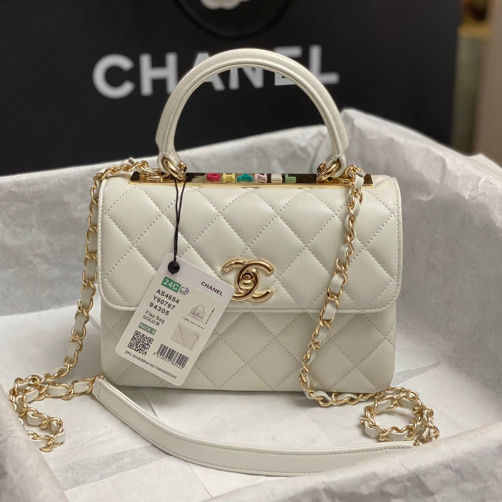 CC TRENDY 20CM CUIR D'AGNEAU BLANC QUINCAILLERIE DORÉ