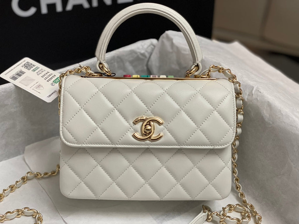 CC TRENDY 20CM CUIR D'AGNEAU BLANC QUINCAILLERIE DORÉ
