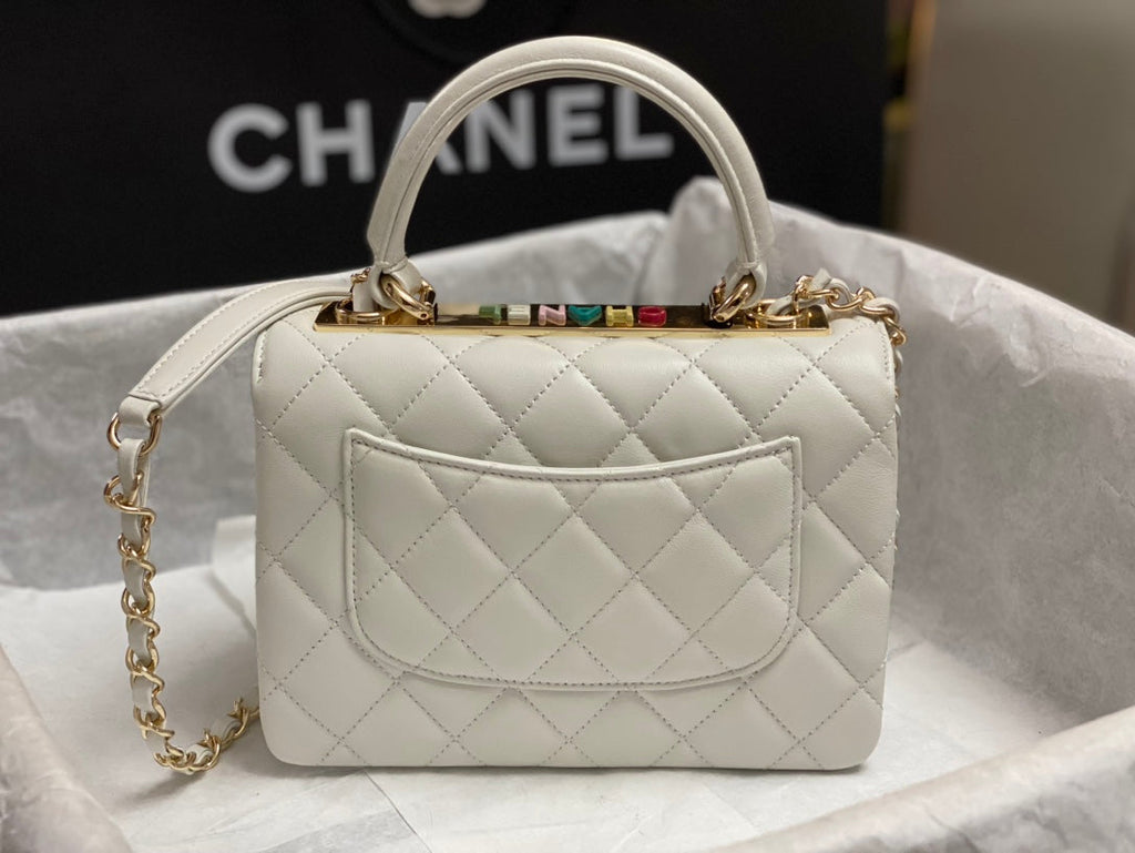 CC TRENDY 20CM CUIR D'AGNEAU BLANC QUINCAILLERIE DORÉ