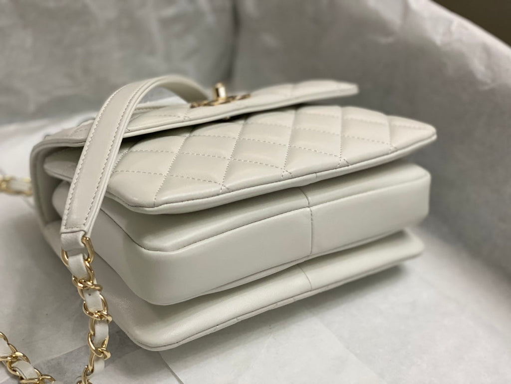 CC TRENDY 20CM CUIR D'AGNEAU BLANC QUINCAILLERIE DORÉ