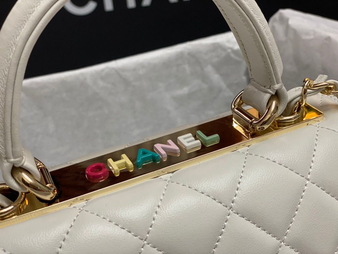 CC TRENDY 20CM CUIR D'AGNEAU BLANC QUINCAILLERIE DORÉ
