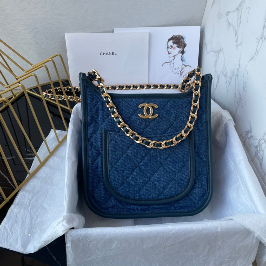 CC SADDLE BLEU DENIM 21CM QUINCAILLERIE DORÉ