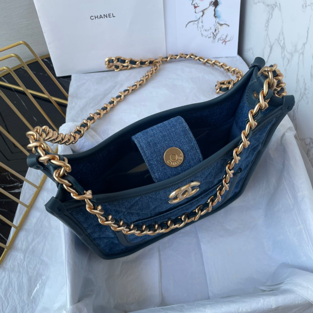 CC SADDLE BLEU DENIM 21CM QUINCAILLERIE DORÉ