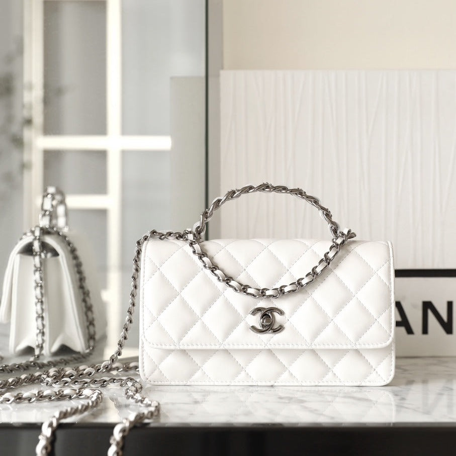 CC WOC 18.5 BLANC AGNEAU QUINCAILLERIE ARGENTÉE 
