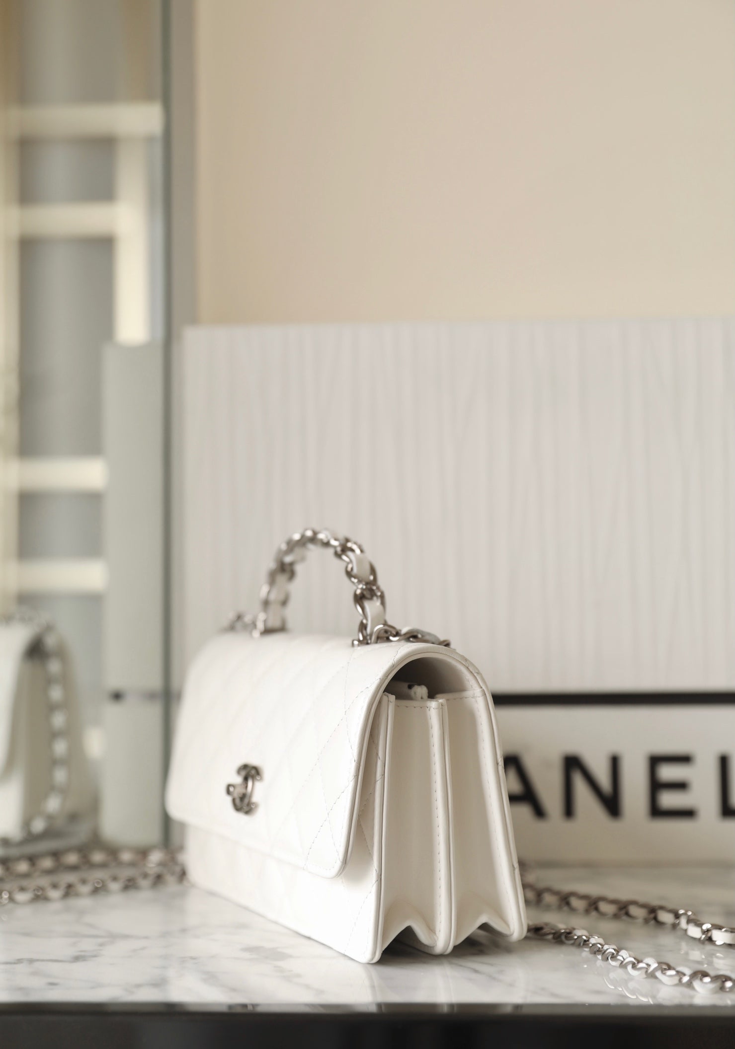 CC WOC 18.5 BLANC AGNEAU QUINCAILLERIE ARGENTÉE 