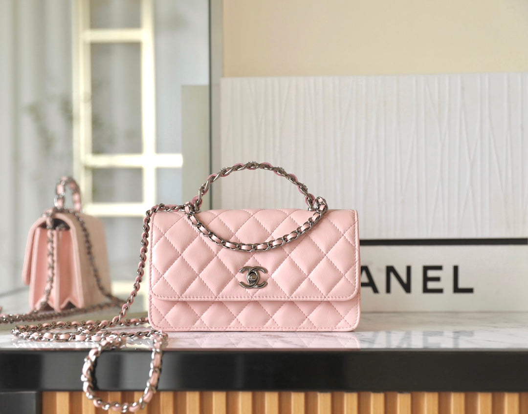 CC WOC 18.5 PEAU D'AGNEAU ROSE QUINCAILLERIE ARGENTÉE