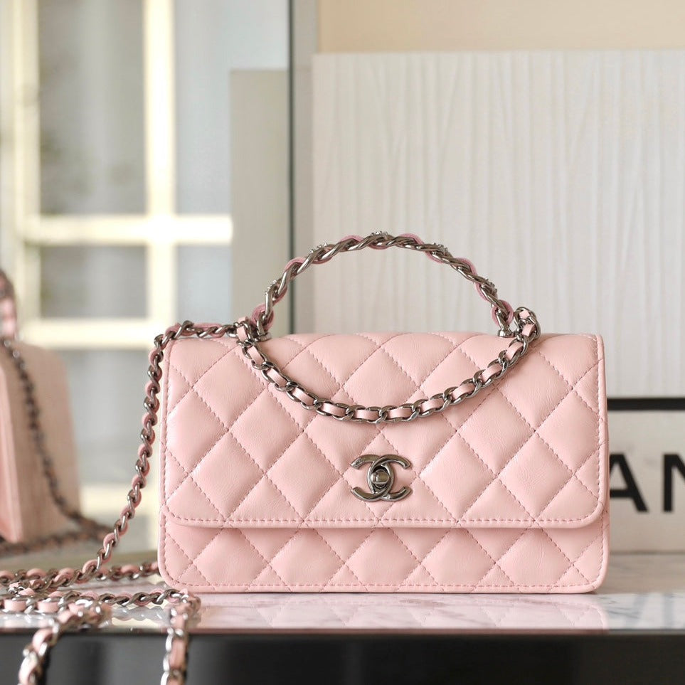 CC WOC 18.5 PEAU D'AGNEAU ROSE QUINCAILLERIE ARGENTÉE