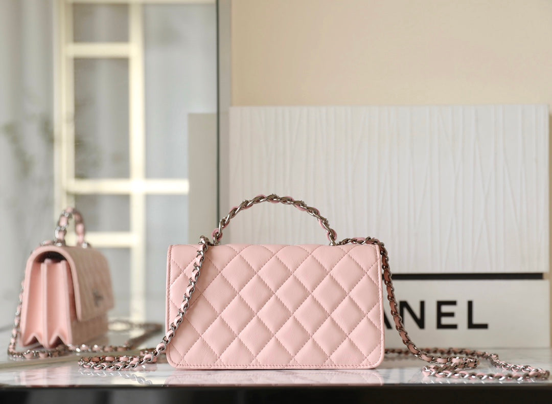 CC WOC 18.5 PEAU D'AGNEAU ROSE QUINCAILLERIE ARGENTÉE