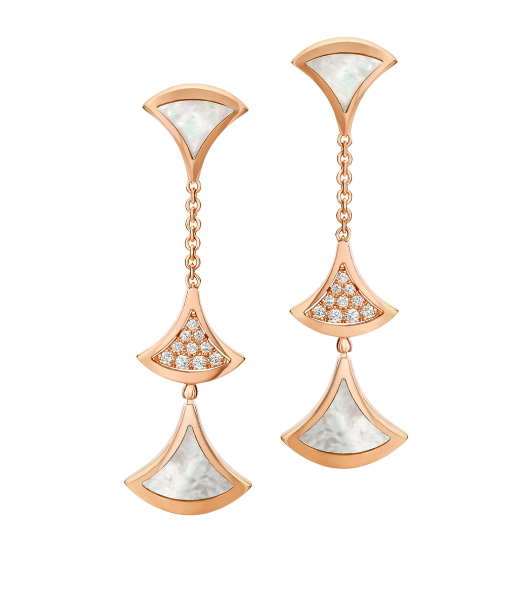 DREAM EARRINGS 3 MOTIFS DIAMOND MOP ROSE GOLD