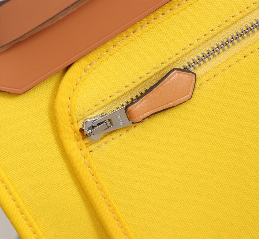 HM HERBAG ZIP 31 TOILE CITRON ET BRONZE