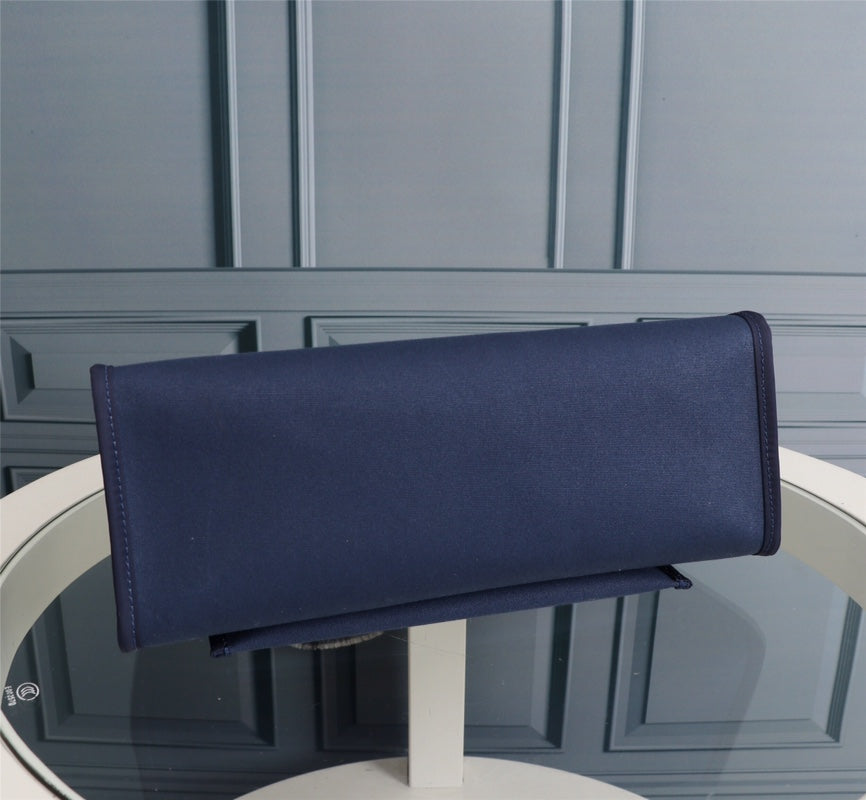HM HERBAG ZIP 31 TOILE BLEU MARINE ET CHOCOLAT
