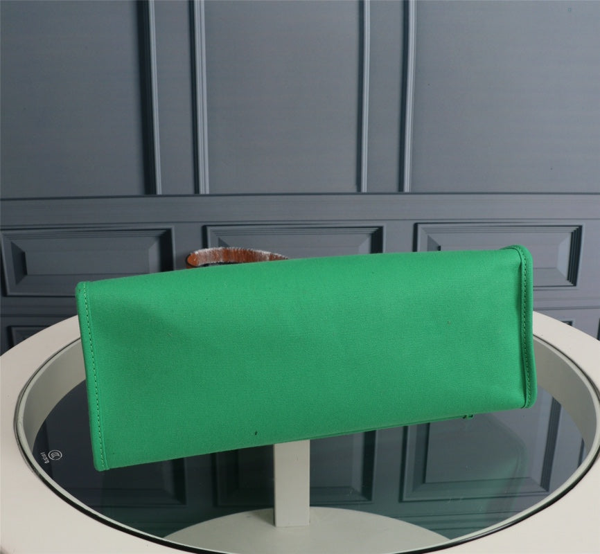 HM HERBAG ZIP 31 TOILE VERT BAMBOU ET BRONZE
