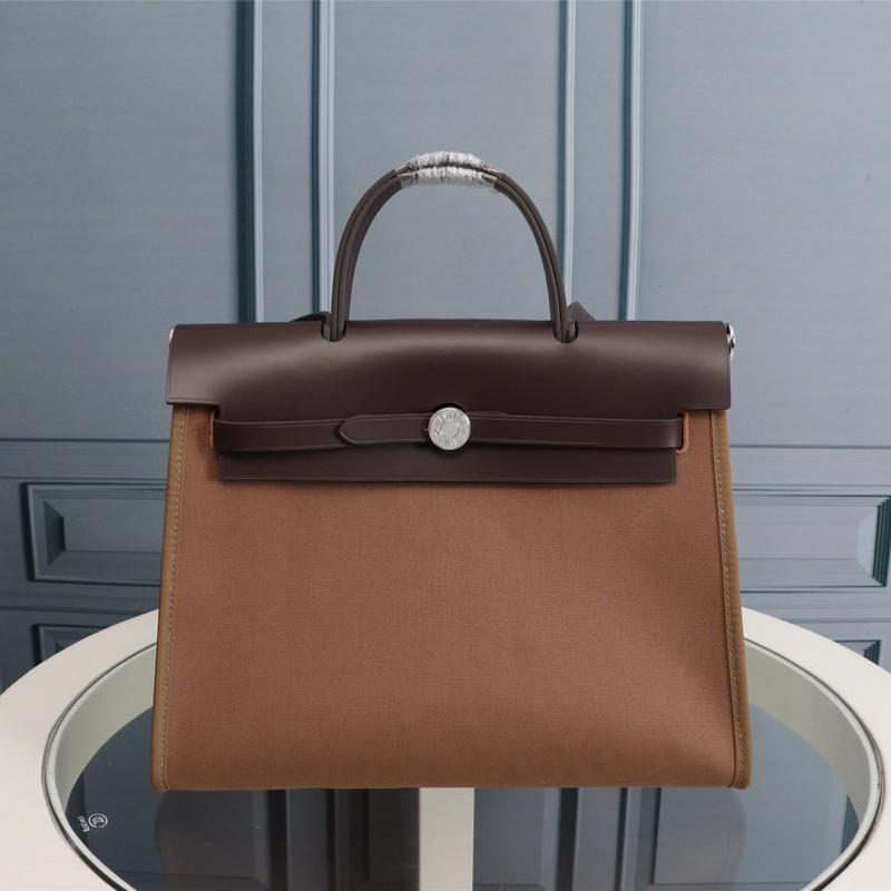 HM HERBAG ZIP 31 TOILE MARRON ET CHOCOLAT