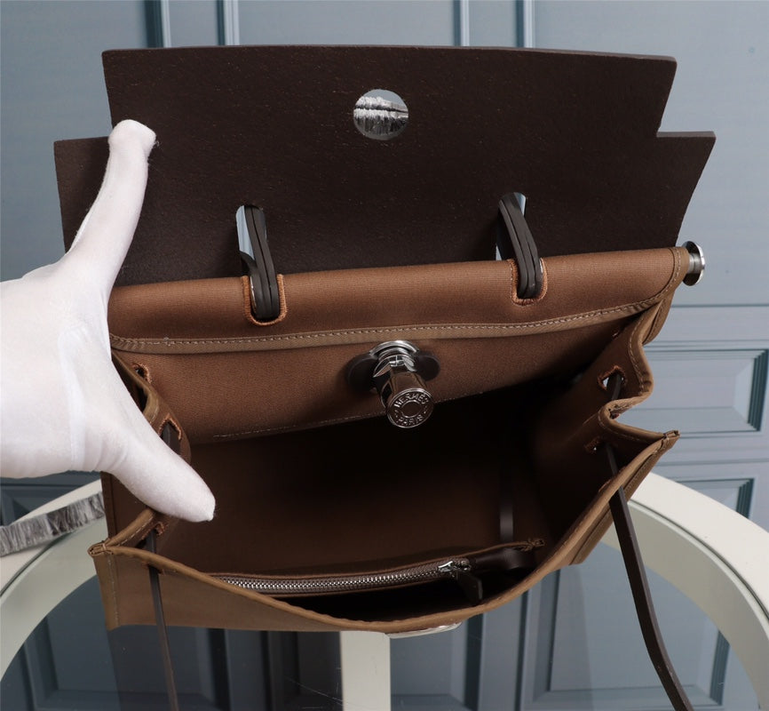 HM HERBAG ZIP 31 TOILE MARRON ET CHOCOLAT
