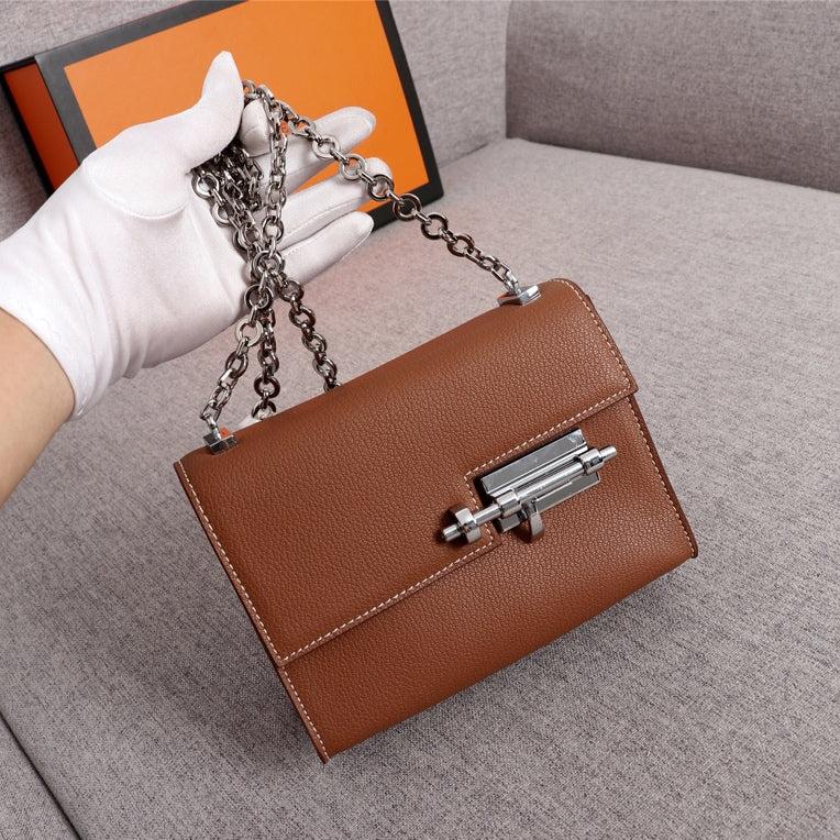 MINI SAC HM VERROU 17 CUIR DE VEAU RUSSET