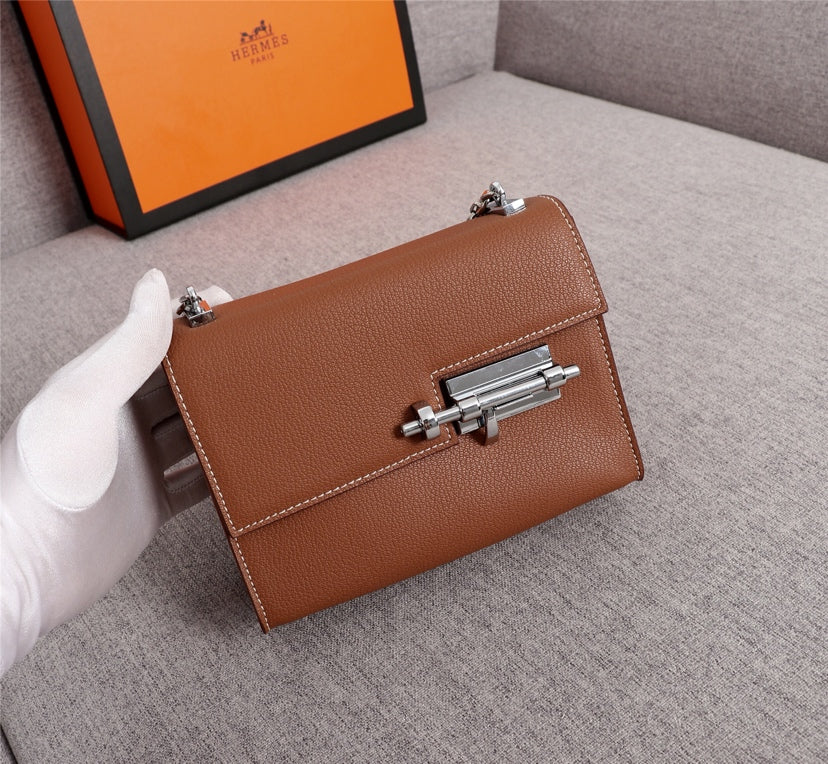MINI SAC HM VERROU 17 CUIR DE VEAU RUSSET