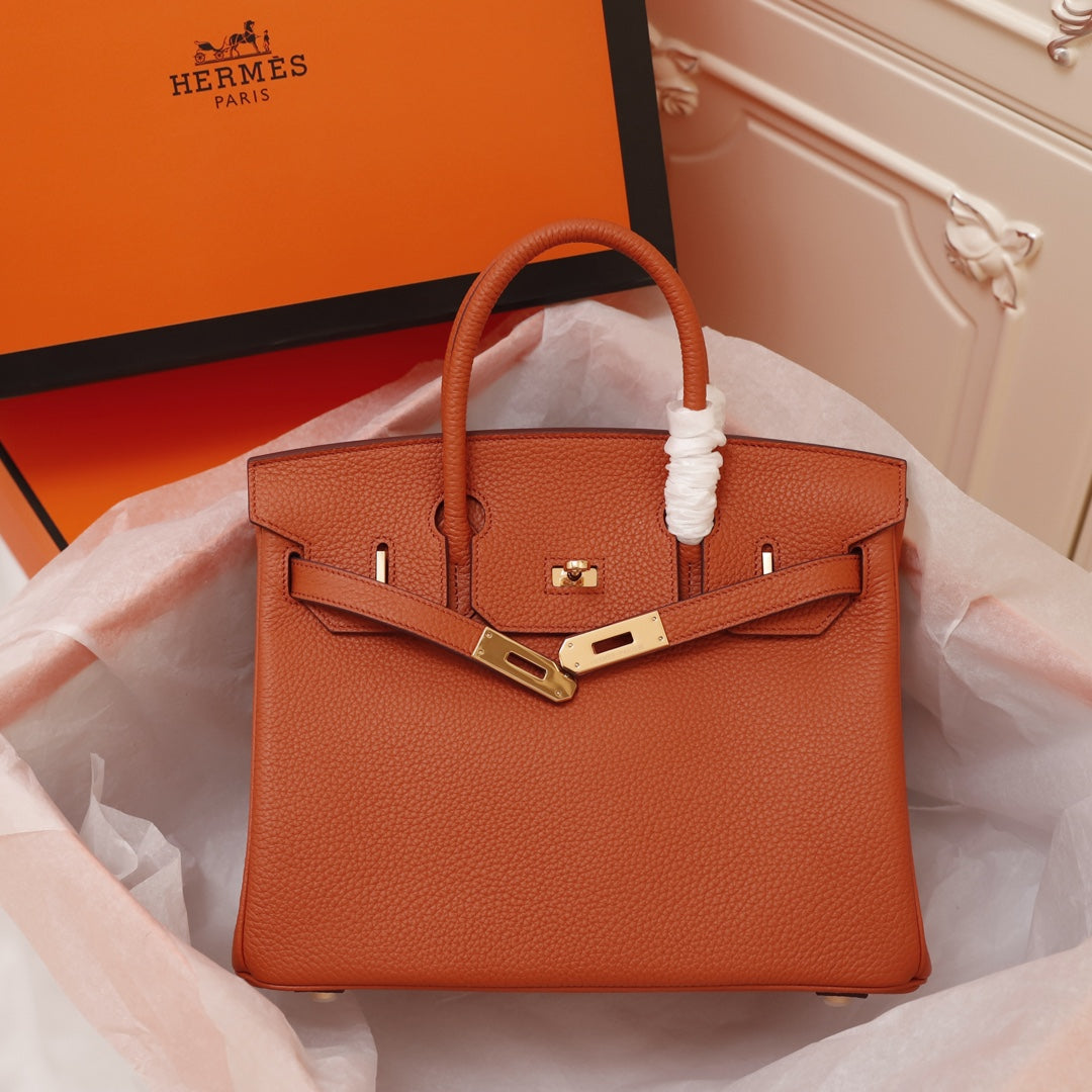 SAC HM BIRKIN 30 FIRE TOGO QUINCAILLERIE DORÉ
