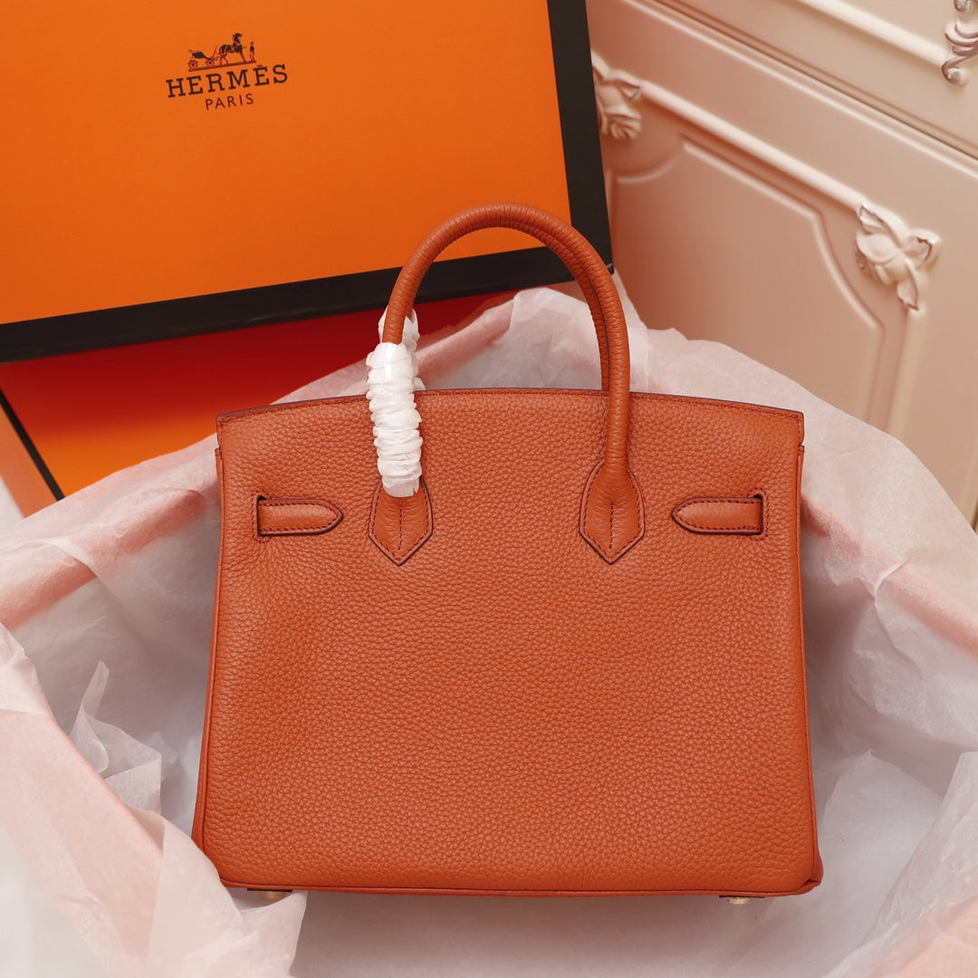 SAC HM BIRKIN 30 FIRE TOGO QUINCAILLERIE DORÉ