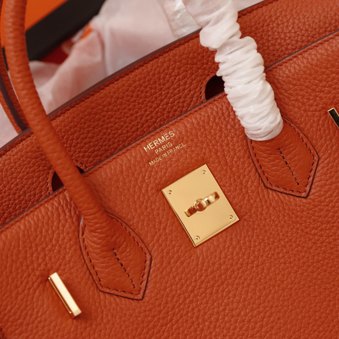 SAC HM BIRKIN 30 FIRE TOGO QUINCAILLERIE DORÉ