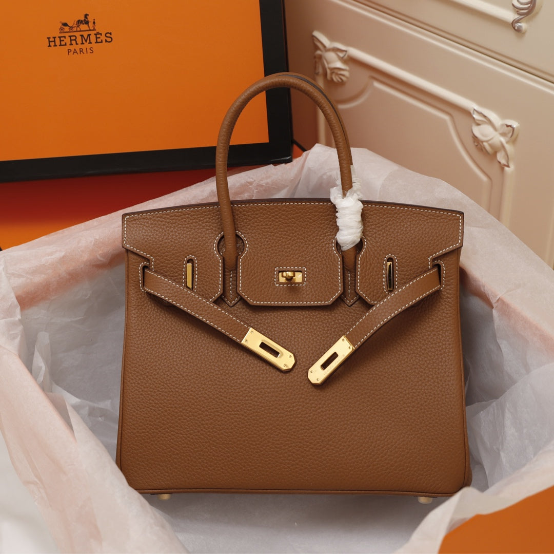SAC HM BIRKIN 30 MARRON TOGO QUINCAILLERIE DORÉE