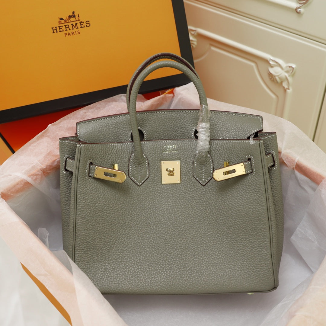 SAC HM BIRKIN 30 OLIVE TOGO QUINCAILLERIE OR