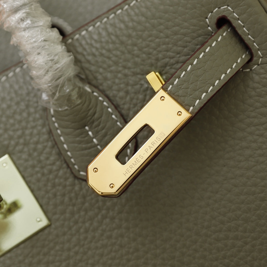 SAC HM BIRKIN 30 OLIVE TOGO QUINCAILLERIE OR