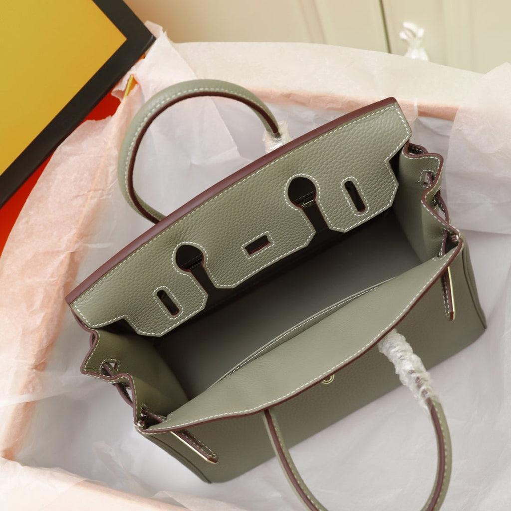 SAC HM BIRKIN 35 OLIVE TOGO QUINCAILLERIE OR