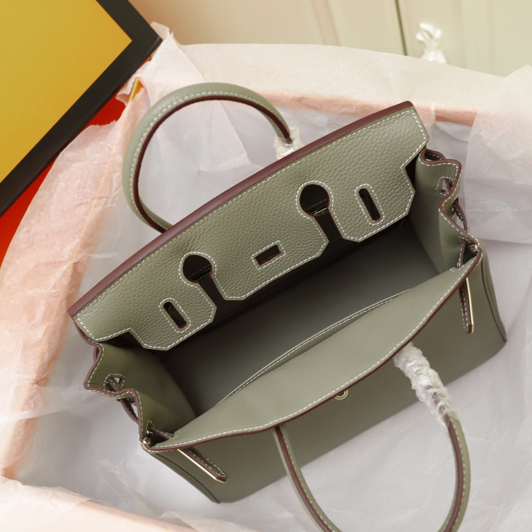 SAC HM BIRKIN 35 OLIVE TOGO QUINCAILLERIE OR