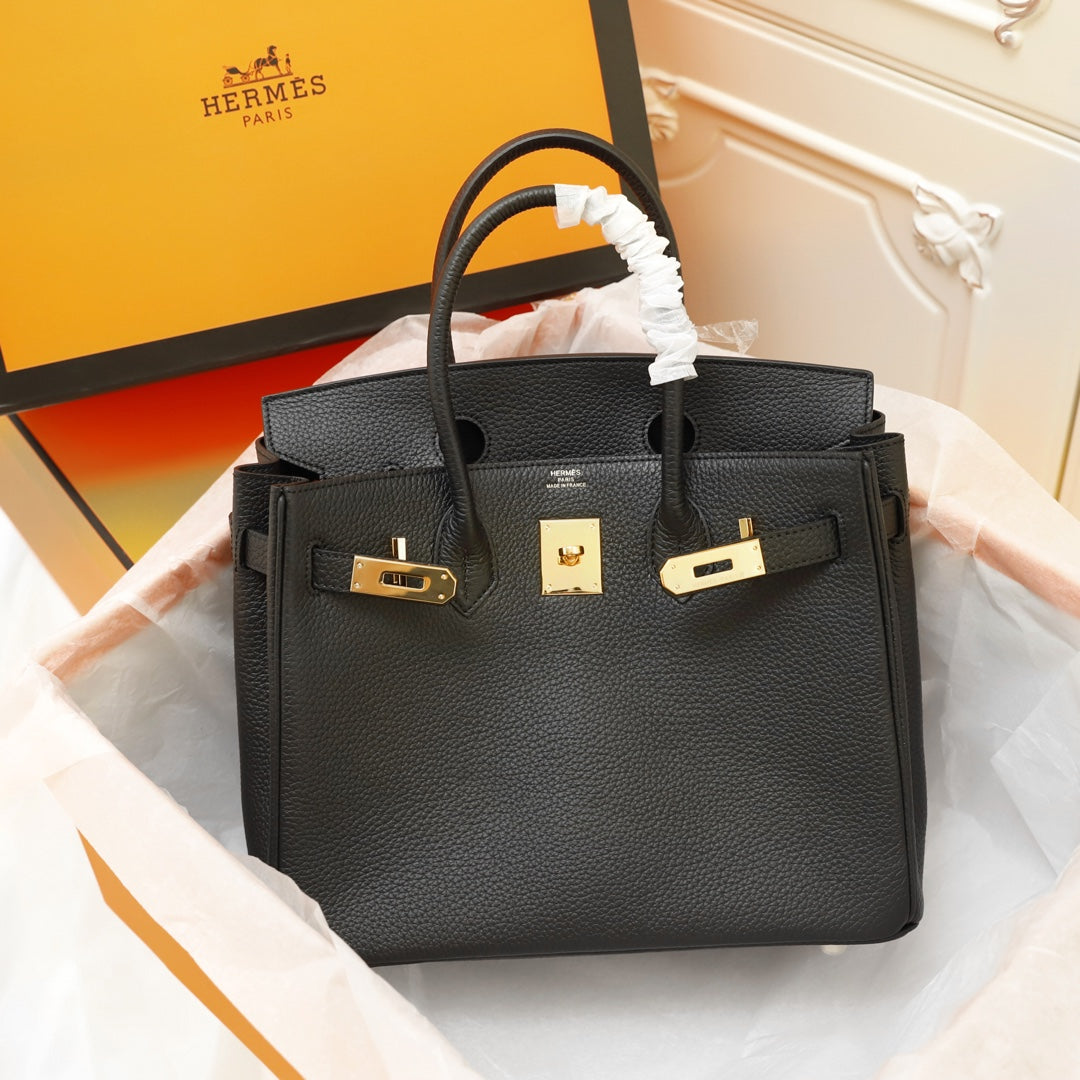 SAC HM BIRKIN 30 NOIR TOGO QUINCAILLERIE OR